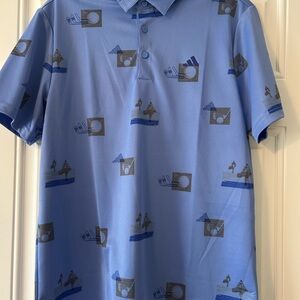 Adidas Blue Patterned Men's Polo Shirt